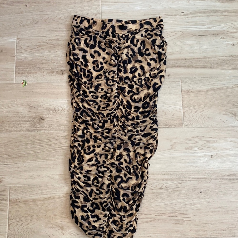 Ruched Leopard MIDI Skirt